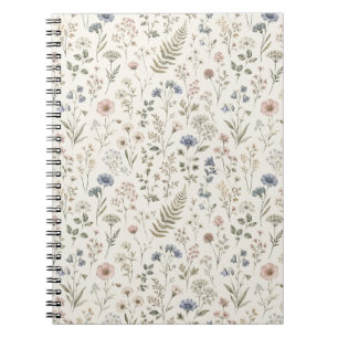 Caderno Espiral Flores Selvagens Escandinavas Minimalistas Silenci