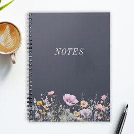 Caderno Espiral Flores Silvestres de Prado em Aquarela Notas 
