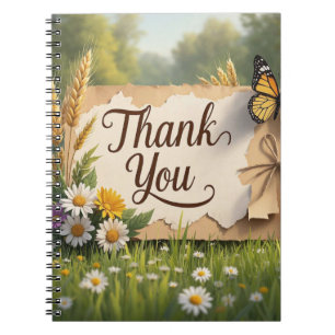 Caderno Espiral Flores silvestres desenhadas à mão, pedúnculos de