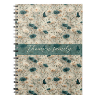 Caderno Espiral Flores Silvestres e Borboleta da Primavera Vintage