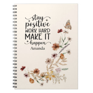 Caderno Espiral Flores Silvestres e Citação Positiva