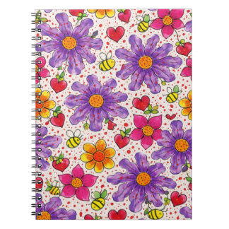 Caderno Espiral Flores Silvestres Vibrantes
