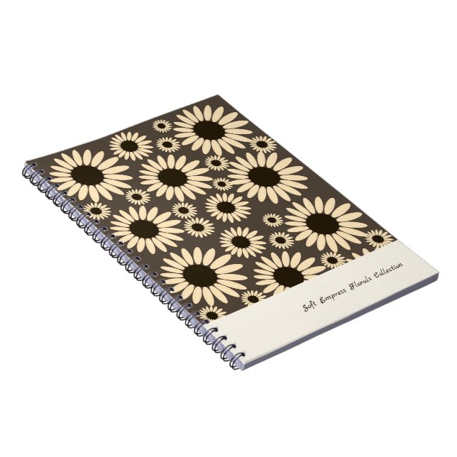 Caderno Espiral Flores Suaves da Imperatriz Marrom (Lado Direito)