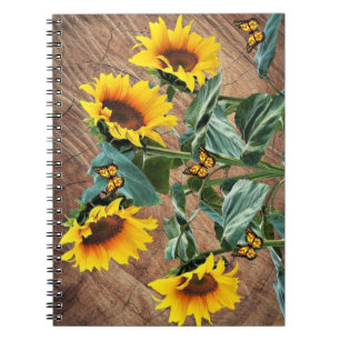Caderno Espiral Flores suntuosas Borboletas Conselho de celeiro ru