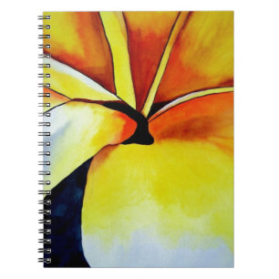 Caderno Espiral Flores tropicais de Frangipani, abstrato