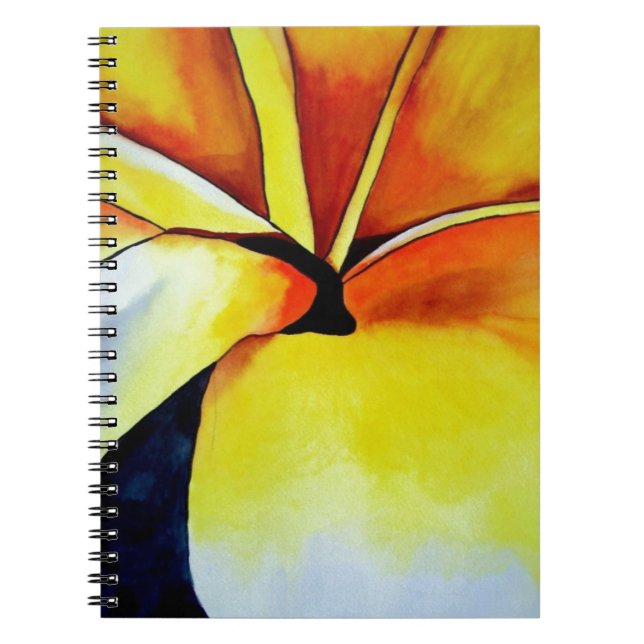 Caderno Espiral Flores tropicais de Frangipani, abstrato (Frente)