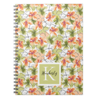 Caderno Espiral Flores Tropicais e Arte em Linha Monograma