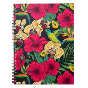 Caderno Espiral Flores Tropicais e Beija-flor - Botanica de Verão