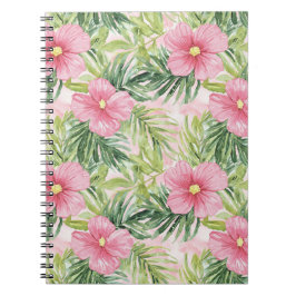 Caderno Espiral Flores Tropicais Rosa