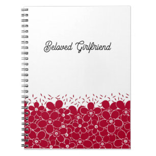 Caderno Espiral Flores vermelhas margaridas sobre fundo branco