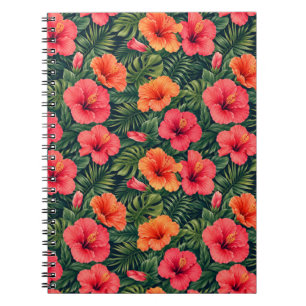 Caderno Espiral Flores Vibrantes de Hibisco Tropical