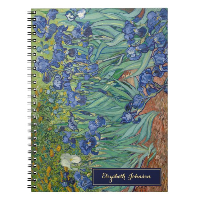 Caderno Espiral Flores Vincent Van Gogh Arte Antigo Monograma Dour (Frente)