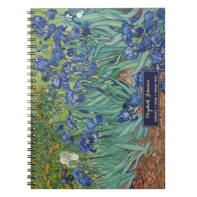 Caderno Espiral Flores Vincent Van Gogh Arte Antigo Monograma Dour (Frente)