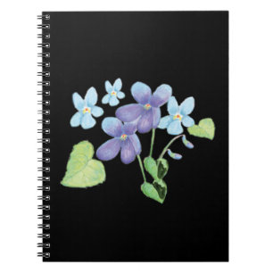 Caderno Espiral Flores Violetas Selvagens - Ilustração Preta