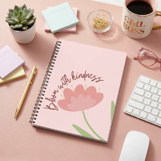 Caderno Espiral Florescer com gentileza, floral pastel