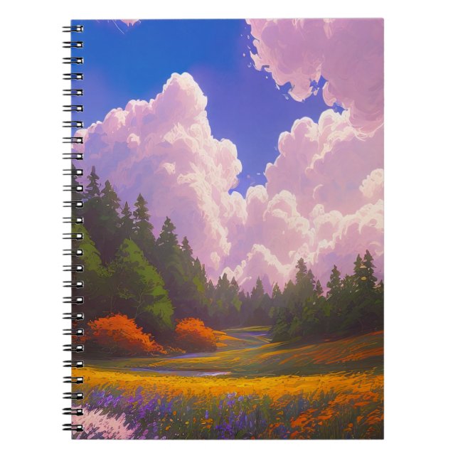 Caderno Espiral Floresta abaixo de um céu nublado (Frente)
