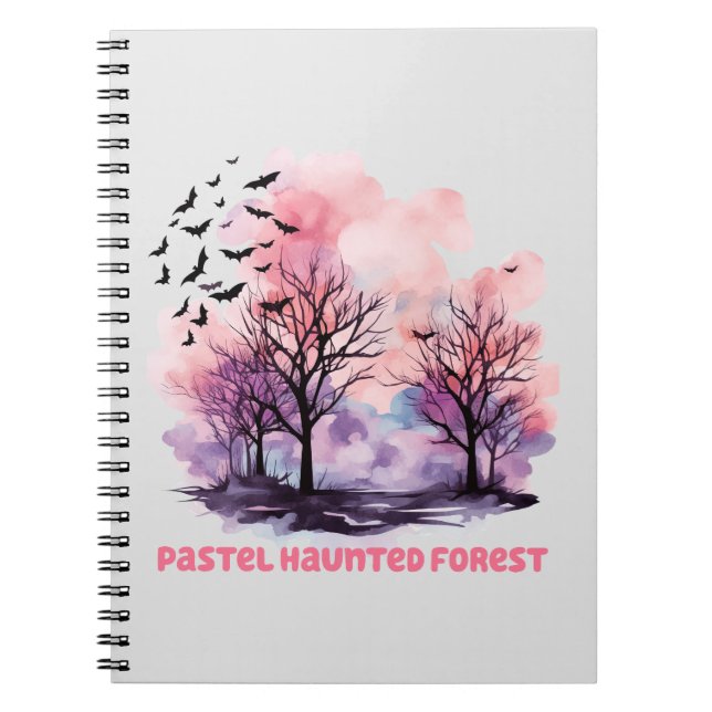 Caderno Espiral Floresta Assombrada de Pastel - Púrpura Pastel Cus (Frente)