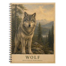 Caderno Espiral Floresta Boreal de Lobo VINTAGE