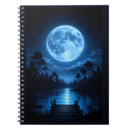 Caderno Espiral Floresta Celestial Iluminada pela Lua Estética Ref