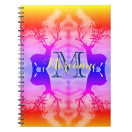 Caderno Espiral Floresta de Arco-Íris Fantasia Cervo dos Sonhos