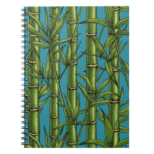 Caderno Espiral Floresta de bambu em azul (Frente)