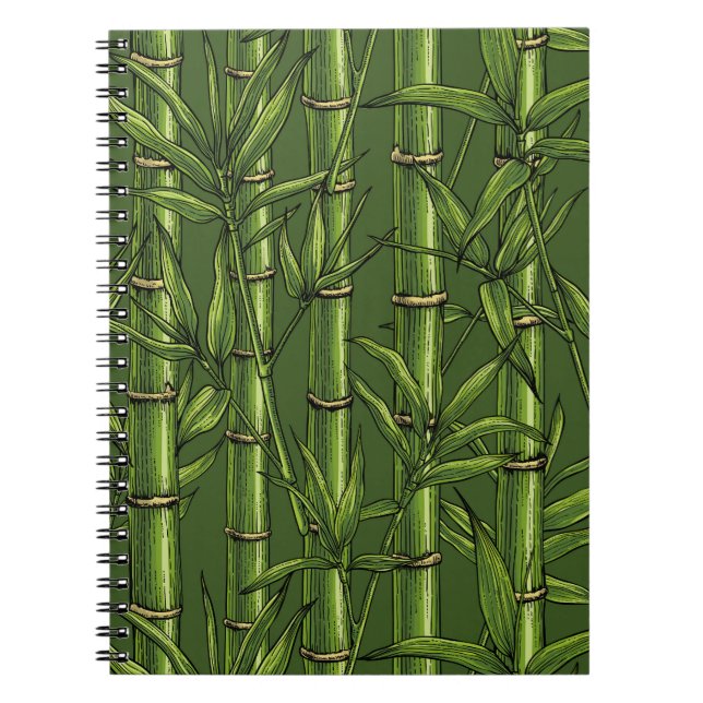 Caderno Espiral Floresta de bambu em verde (Frente)