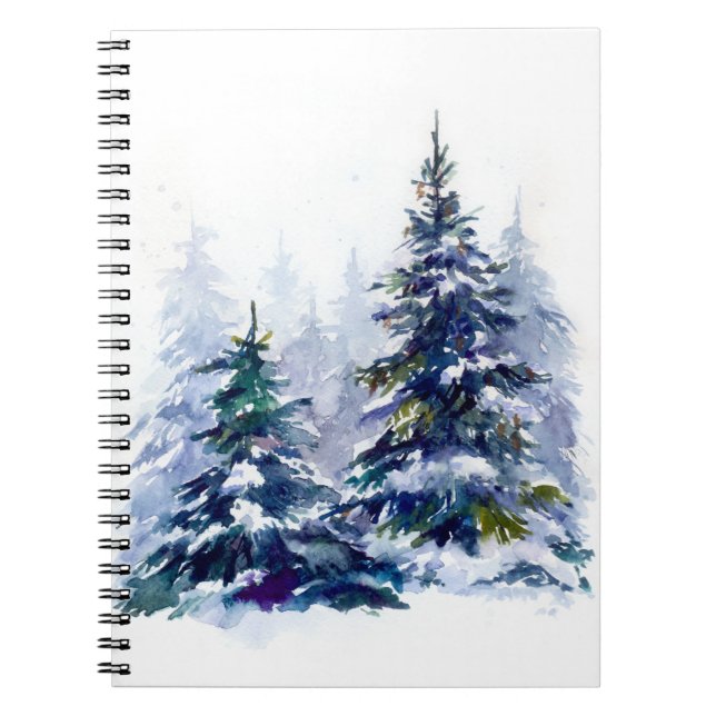 Caderno Espiral Floresta de inverno de aquarela Doença moderna (Frente)