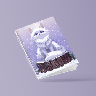 Caderno Espiral Floresta de inverno: raposa silvestre fofa e capri