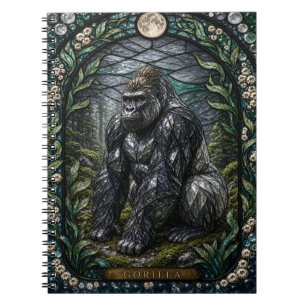 Caderno Espiral Floresta de Musgo de Gorila Vidro Pintado Illumina