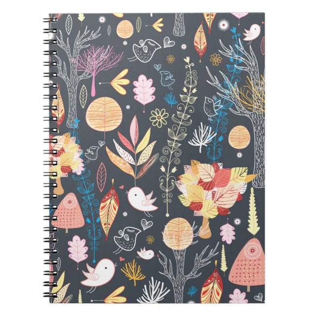 Caderno Espiral floresta de outono de textura (Frente)