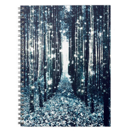 Caderno Espiral Floresta Mágica Elegância Cinza Azul