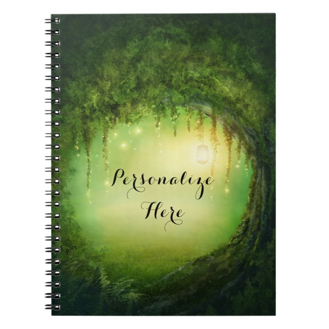 Caderno Espiral Floresta Sonhadora Encantada & Luzes Rústico Perso (Frente)