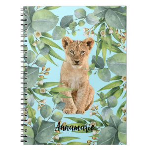 Caderno Espiral Floresta Verde da Selva de Lion Cub Cute