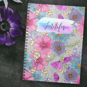 Caderno Espiral Florestas de Cores Aquáticas Coloridas Brancas
