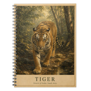 Caderno Espiral Florestas de Tigres da Índia VINTAGE
