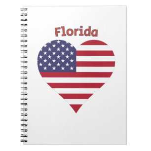Caderno Espiral Flórida American Flag Heart