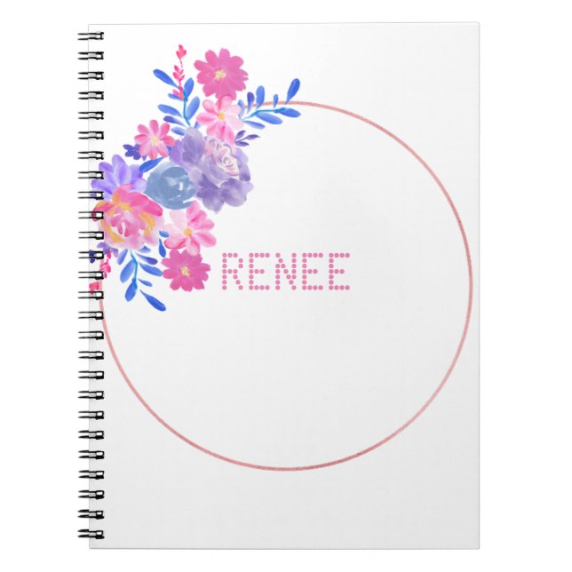 Caderno Espiral Flórida branca com o seu nome (Frente)