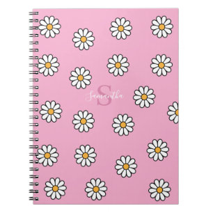 Caderno Espiral Flórida de margarida branca e giro personalizada