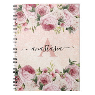Caderno Espiral Flórida Dourada cinzenta rosa brilhante moderna
