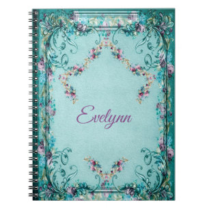 Caderno Espiral Flórida vitoriana e roxo elegante de escroto