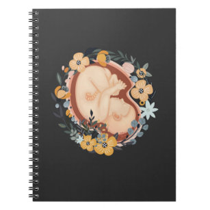 Caderno Espiral Flower Baby Grávida Mãe Parteira