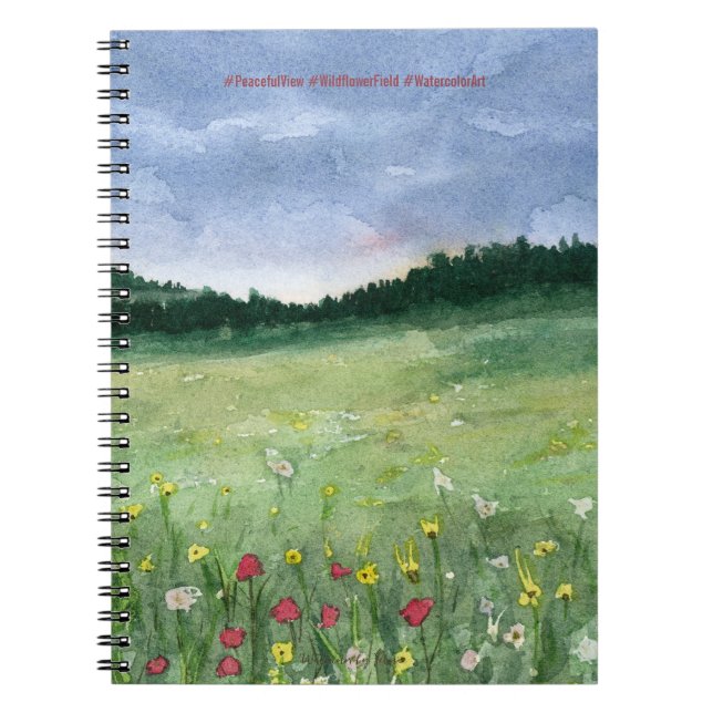 Caderno Espiral Flower Field Landscape  (Frente)