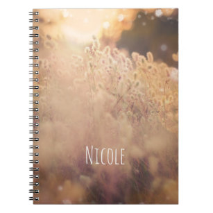 Caderno Espiral Flower Field Rustic Country Sunset Dusk Personaliz