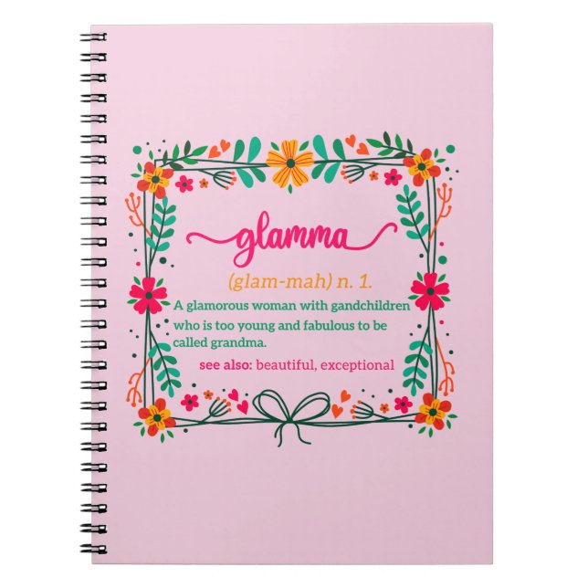 Caderno Espiral Flower Frame Glamma Vovó Definição de vovó (Frente)