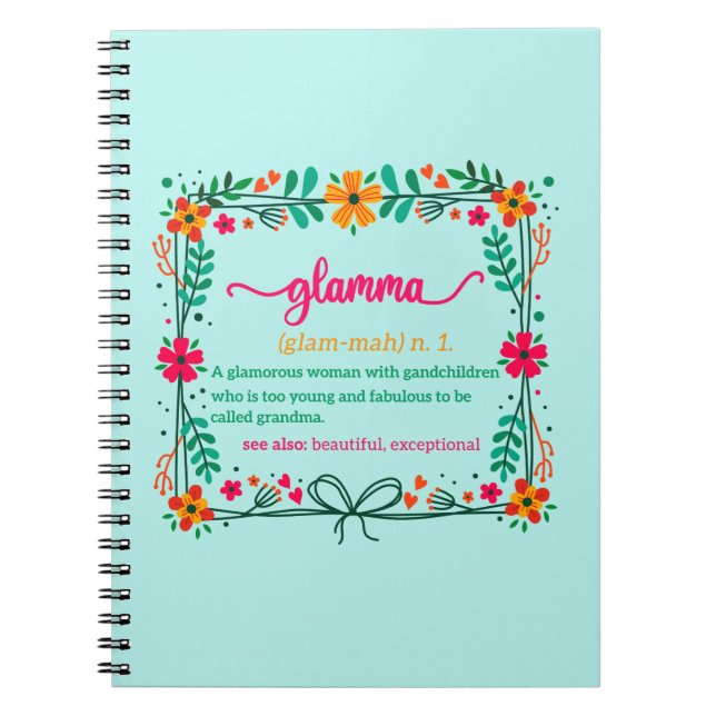 Caderno Espiral Flower Frame Glamma Vovó Definição de vovó (Frente)