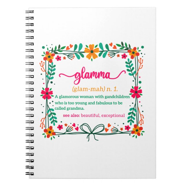 Caderno Espiral Flower Frame Glamma Vovó Definição de vovó (Frente)