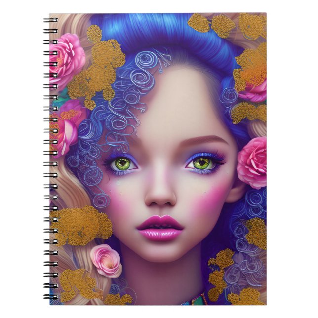 Caderno Espiral Flower Girl Princess Inspirada na Cultura Ucranian (Frente)