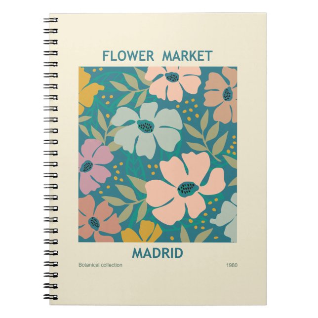 Caderno Espiral Flower Market Madrid Impressão (Frente)