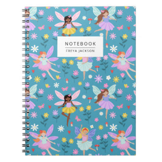 Caderno Espiral Flower Meadow Fairy Pattern
