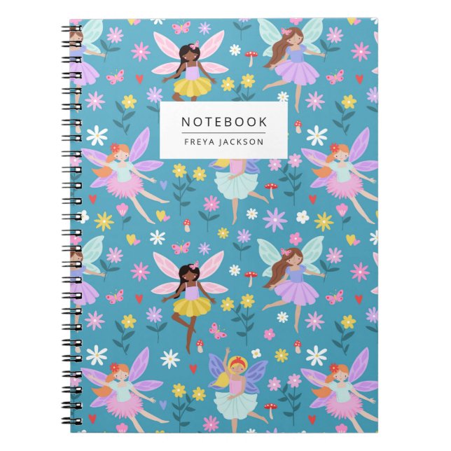 Caderno Espiral Flower Meadow Fairy Pattern (Frente)